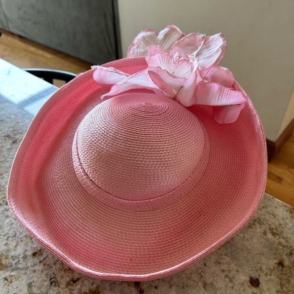Pink flowered church hat vintage - Picture 6 of 9